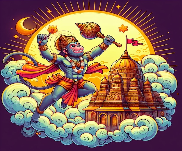 Zdjęcie ta ilustracja jest generowana dla hinduskiego mitologicznego wydarzenia hanuman jayanti