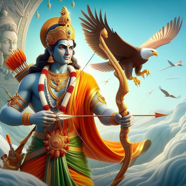 Ta ilustracja jest generowana dla wydarzeń mitologicznych, takich jak Ram Navami Janmashtami Dussehra