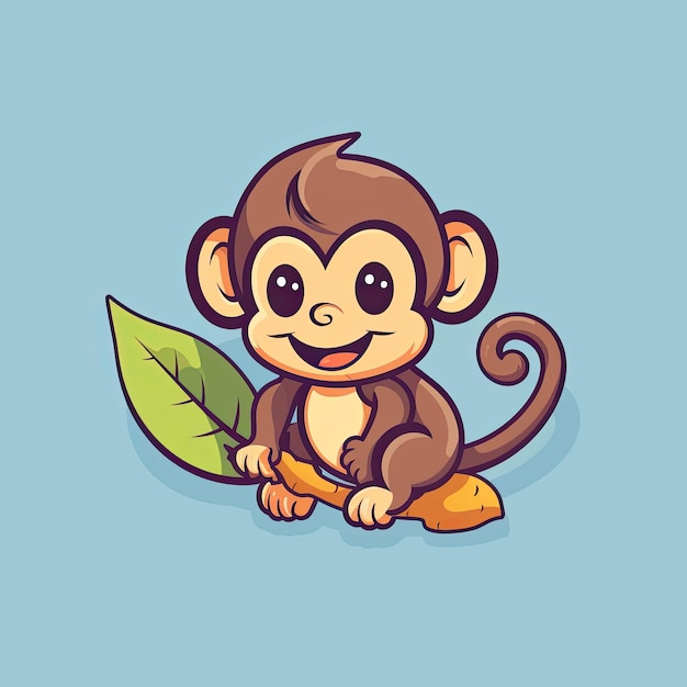 Ta ilustracja wektorowa przedstawia uroczą ikonę małpy