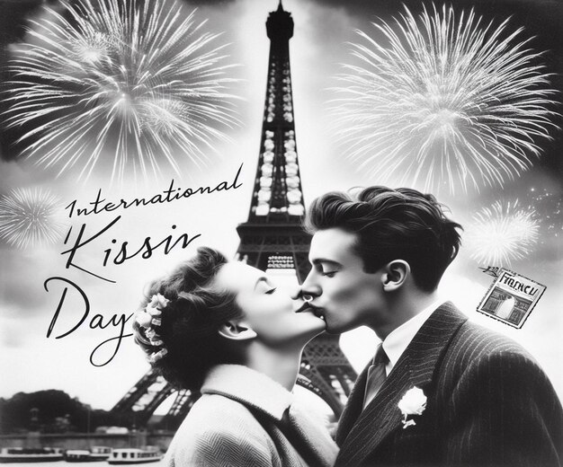 Ta piękna ilustracja została stworzona na Międzynarodowy Dzień Pocałowania i Dzień Walentynek.