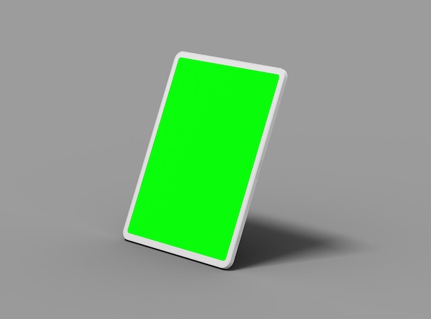 Tablet bez marki z zmiennym projektem zielonego ekranu dla UIUX Product Showcase 3D Render