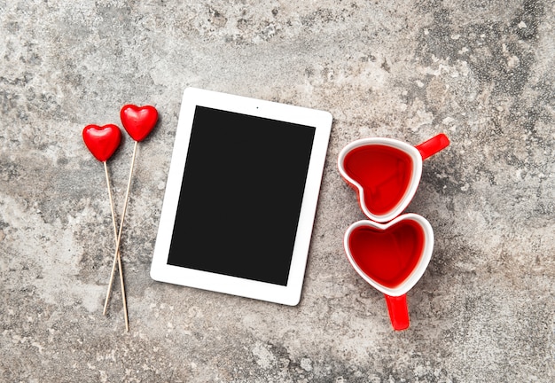 Tablet PC Czerwone serce Decorartion Filiżanki do herbaty Love Valentines Day