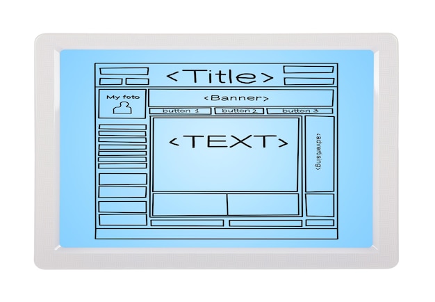 Tablet z szablonem strony internetowej