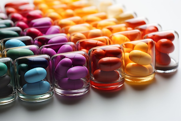 Zdjęcie tabletki i kapsułki we wszystkich kolorach tęczy