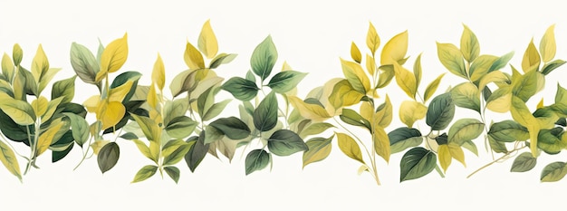 tablica zielonych i żółtych liści w stylu akwareli