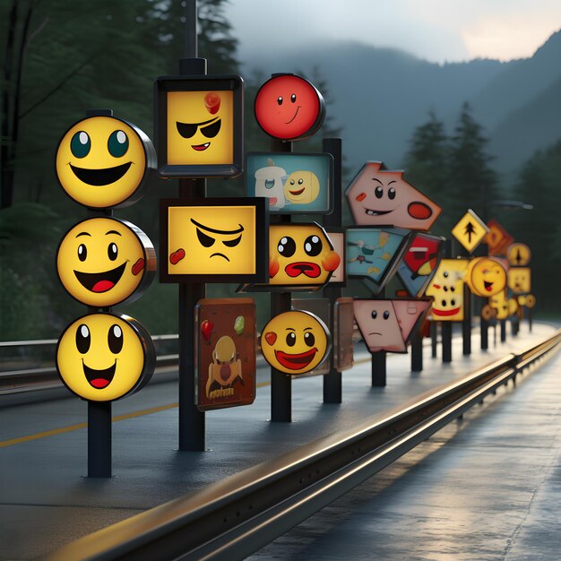 Tablice przedstawiające szereg emocjonalnych emoji