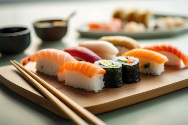 Taca sushi i innych potraw na stole