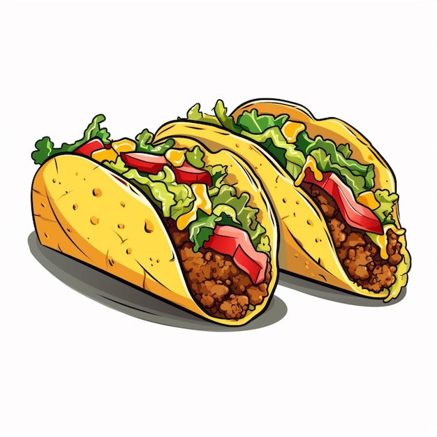 Tacos 2d ilustracja wektorowa kreskówka na białym tle hd