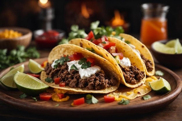 tacos z mięsem i warzywami w stylu meksykańskim