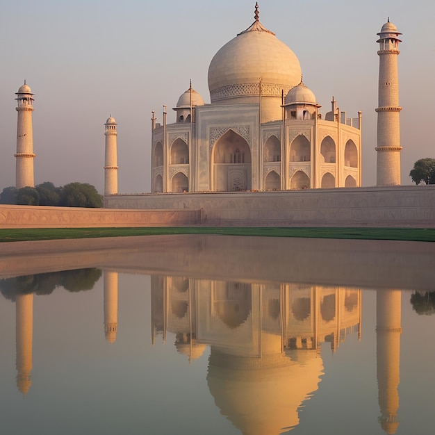 Taj Mahal Agra Uttar Pradesh Indie widok słonecznego dnia generowany przez AI