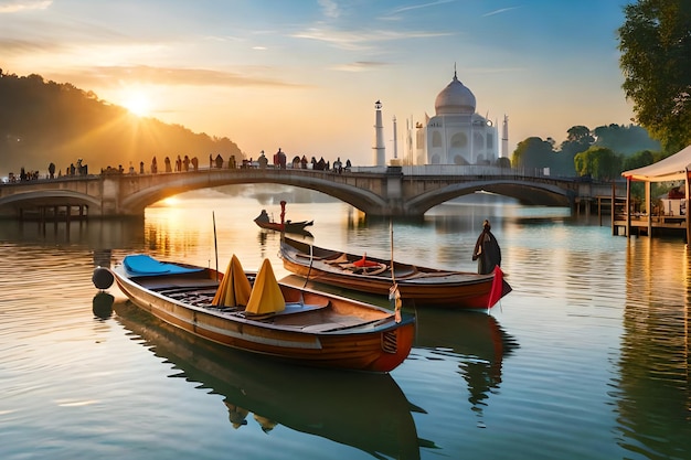 Taj Mahal i Taj Mahal o zachodzie słońca