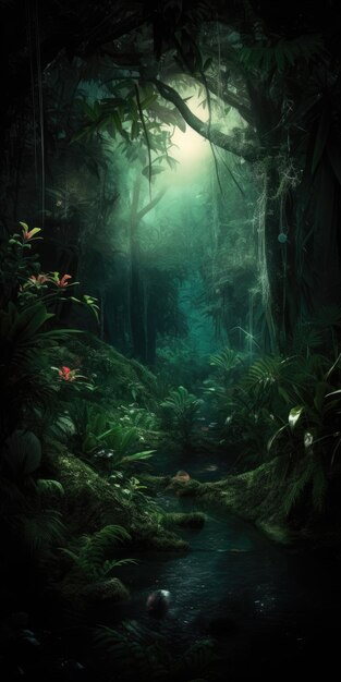 Tajemnicza i czarująca dżungla nocą