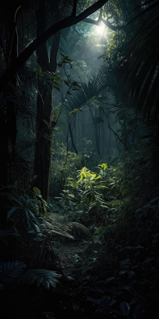 Tajemnicza i czarująca dżungla nocą