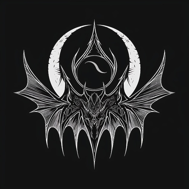 Tajemnicze logo plemienia nietoperzy z skrzydłami nietoperza i tatuażem plemienia