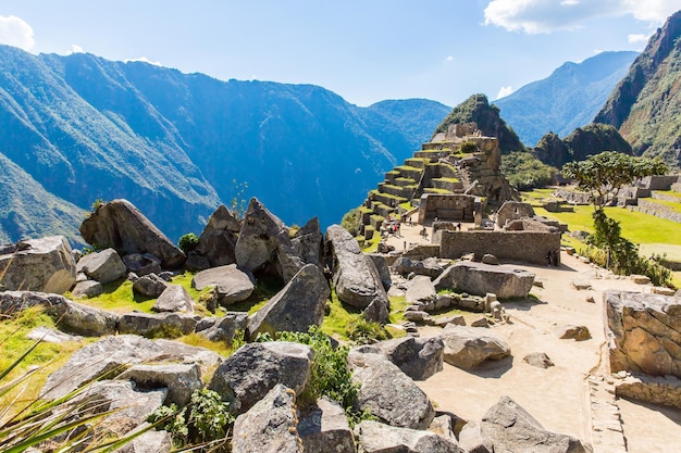 Tajemnicze miasto Machu Picchu PeruAmeryka Południowa Ruiny Inków Przykład wielokątnego muru i umiejętności