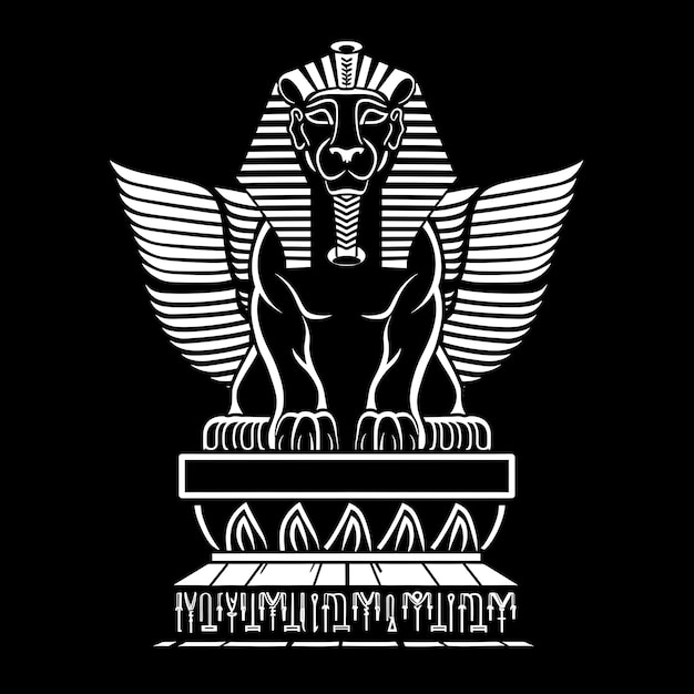 Tajemniczy Sfinks Enclave Seal Logo z Sfinksem spoczywającym na Kreatywnym Logo Design Tattoo Outline