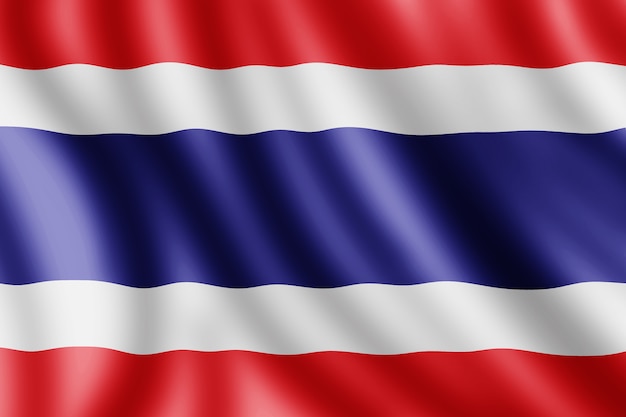 Tajlandia Flaga, Realistyczna Ilustracja