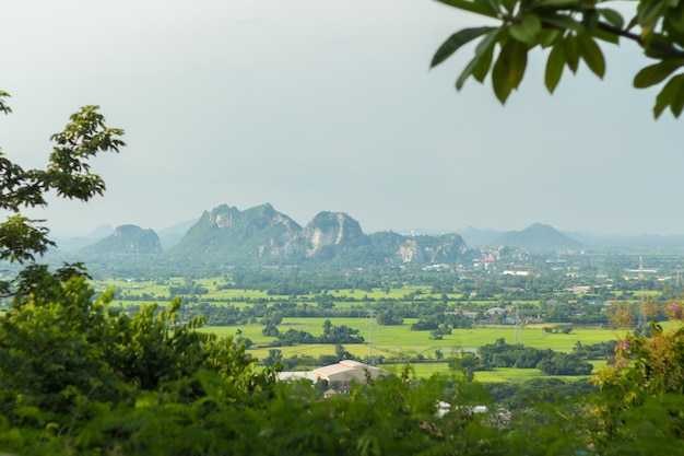 Tajlandia Krajobraz Wiejski Miasto I Moutain