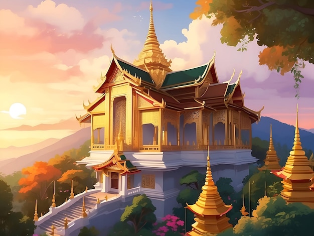 Tajlandia słynna lokalizacja tapeta miejsce podróży tło kultowe zabytki ilustracja Th