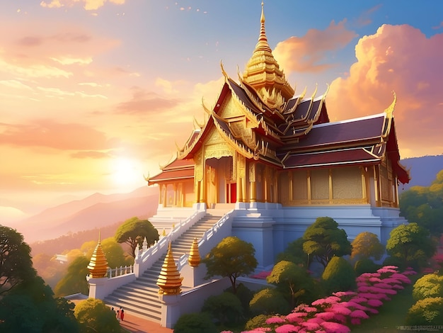 Zdjęcie tajlandia słynna lokalizacja tapeta miejsce podróży tło kultowe zabytki ilustracja th