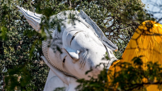 Tajlandzka Łgarska biała Buddha statua w buddhism religii lokalizować przy Tajlandzką świątynią