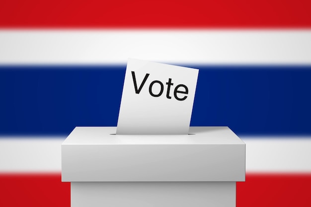 Tajlandzka urna wyborcza i papier do głosowania d rendering