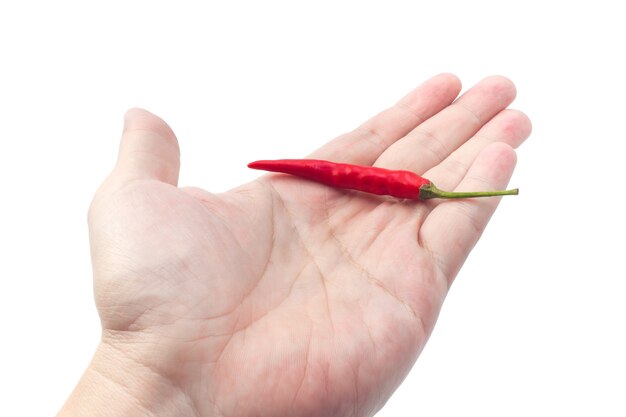Zdjęcie tajlandzki chili pieprz na ręce