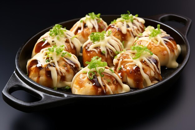 Zdjęcie takoyaki japońska kulkowa przekąska z ośmiornicy