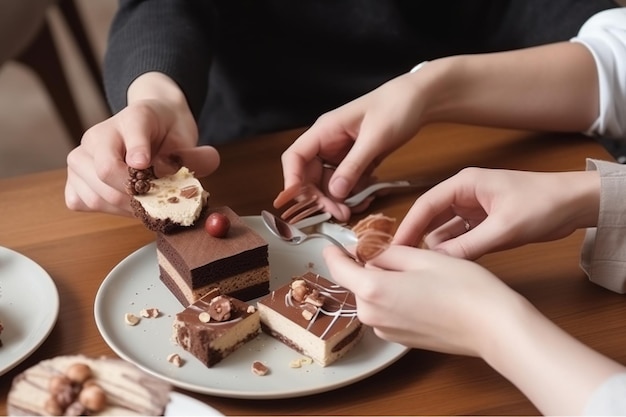 Talerz deserów czekoladowych z talerzem czekoladek