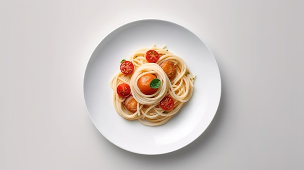 Talerz spaghetti z sosem pomidorowym i widelcem