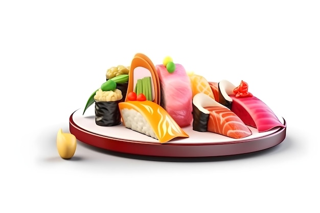 Talerz sushi z cytryną na boku