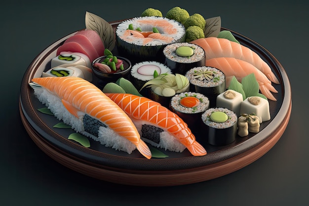 Talerz sushi z napisem sushi