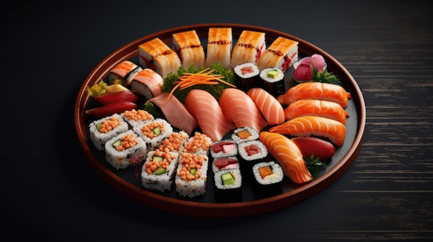 Talerz sushi z napisem sushi