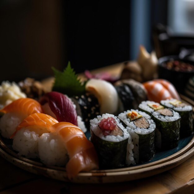 Talerz sushi z napisem