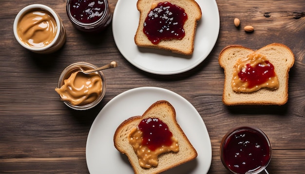 talerz tostów z dżemem i dżem na nim