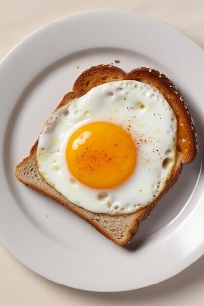 Talerz tostów z jajkiem na nim