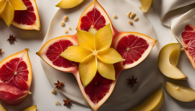 Zdjęcie talerz z owocem w kształcie gwiazdy