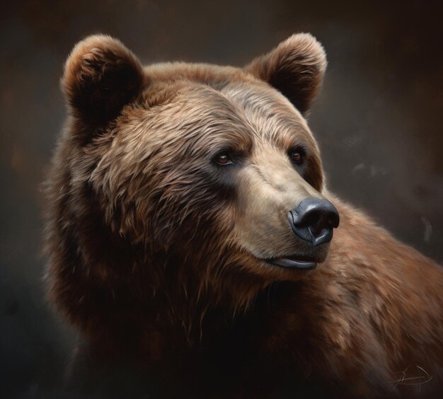 Tam jest brązowy niedźwiedź, który patrzy na coś generatywnego.