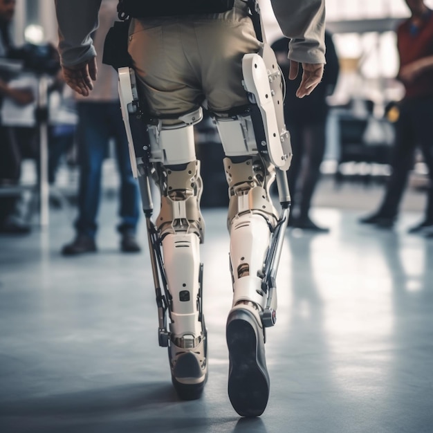 Tam jest człowiek chodzący z robotem na plecach generatywny ai