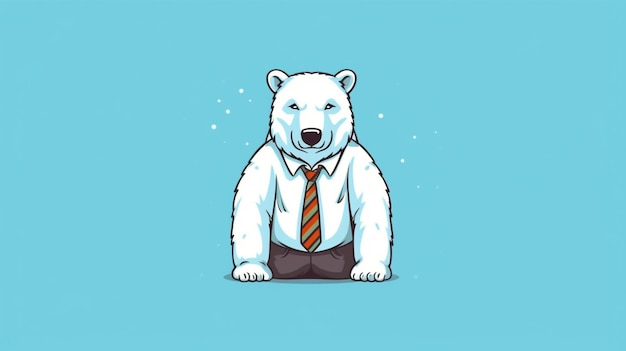 Tam jest niedźwiedź polarny w krawacie i koszuli generatywnej ai