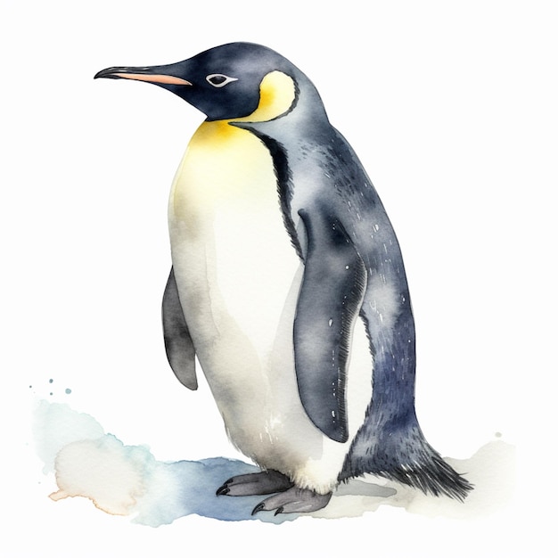 Tam jest pingwin, który stoi w śniegu generatywny ai