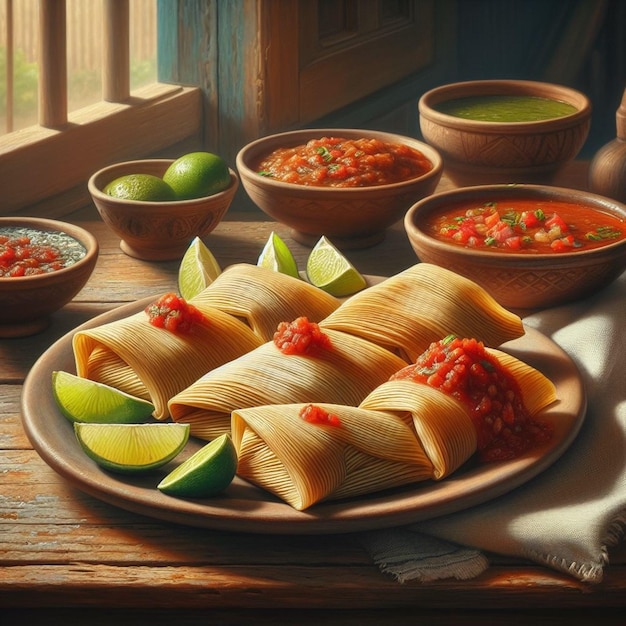 Zdjęcie tamales en plato en cocina