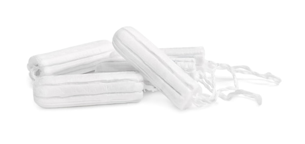 Tampony na białym tle Menstruacyjny produkt higieniczny