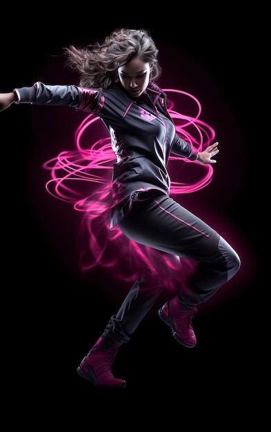 Tancerka w ruchu w stylu ciemno-różowym i szarym
