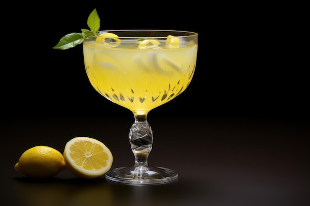 Tangy Limoncello cocktail Juice glass citrus Generate Ai