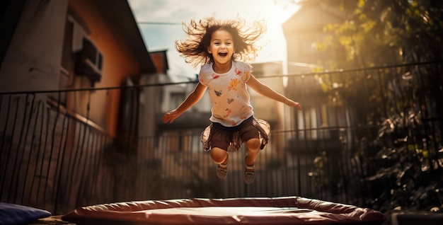 tapeta HD dziecko skacze radośnie na trampolinie