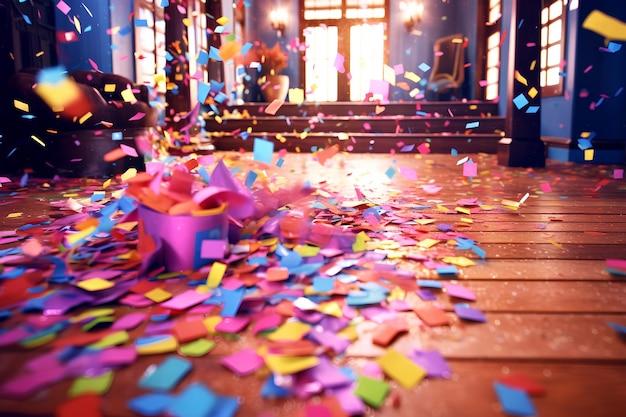 Zdjęcie tapeta kolorowe konfetti spadające na ziemię