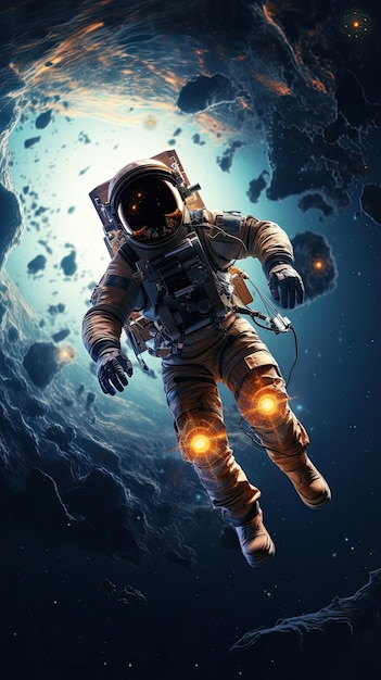Zdjęcie tapeta na telefon astronauta unoszący się w stanie nieważkości