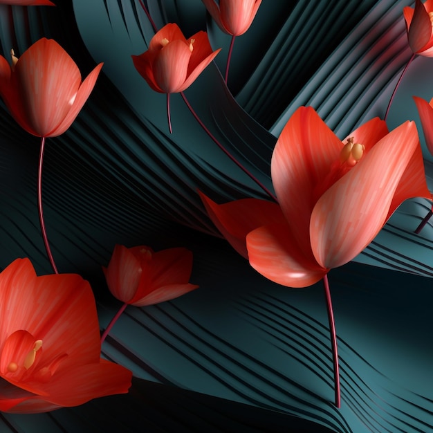 Tapeta przedstawiająca czerwone kwiaty ze słowem tulipany