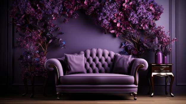 Tapeta przedstawiająca luksusowy fioletowy salon